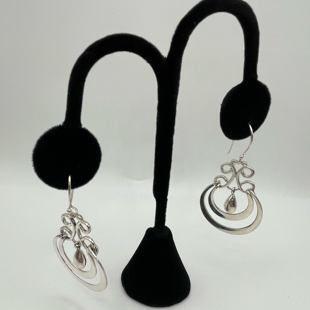 Signed ATI 925 Mexico Sterling Silver Dangle Teardrop Earrings